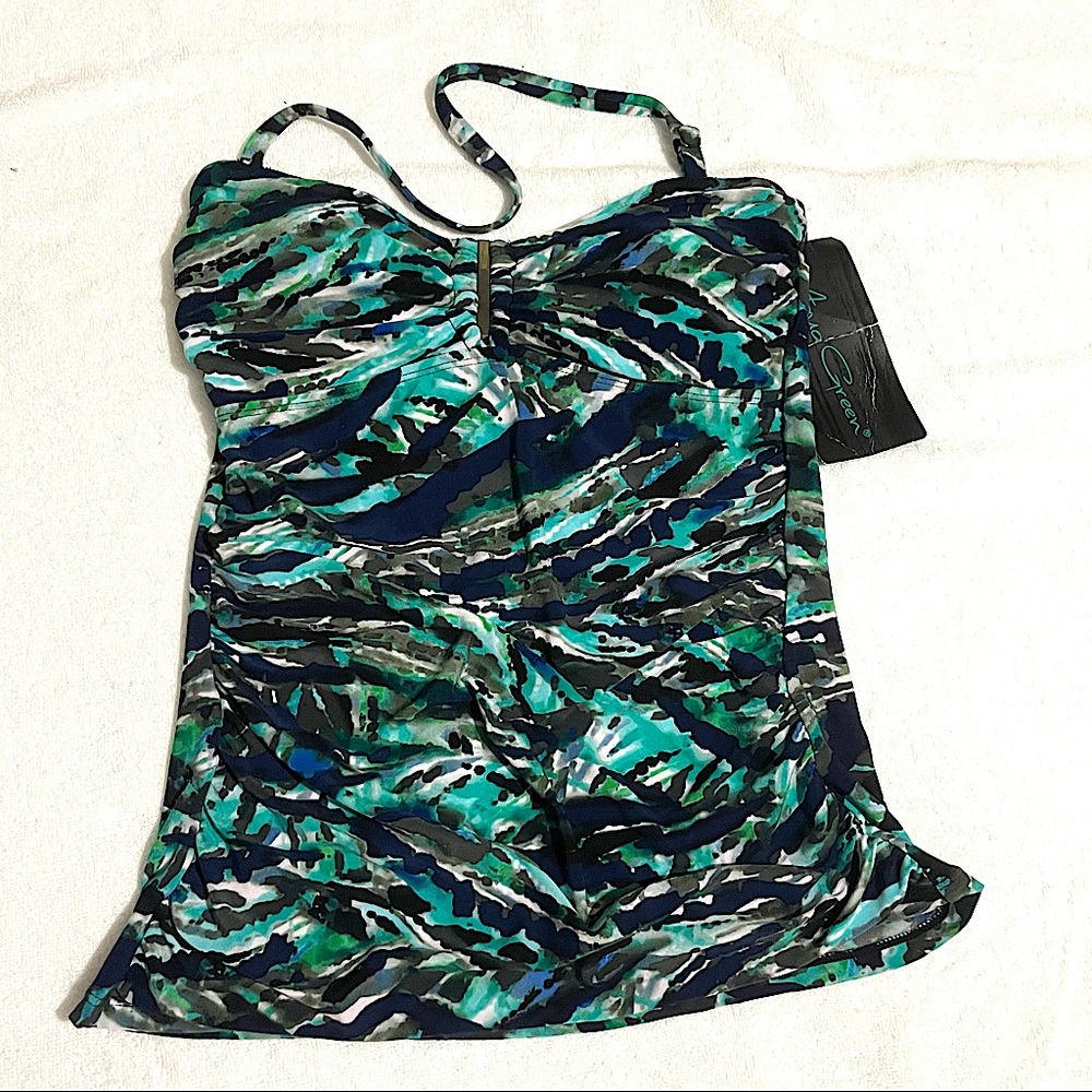 Aqua Green Tankini Top Stapless Size Small 4 / 6 Bathing Suit Top Swim wear